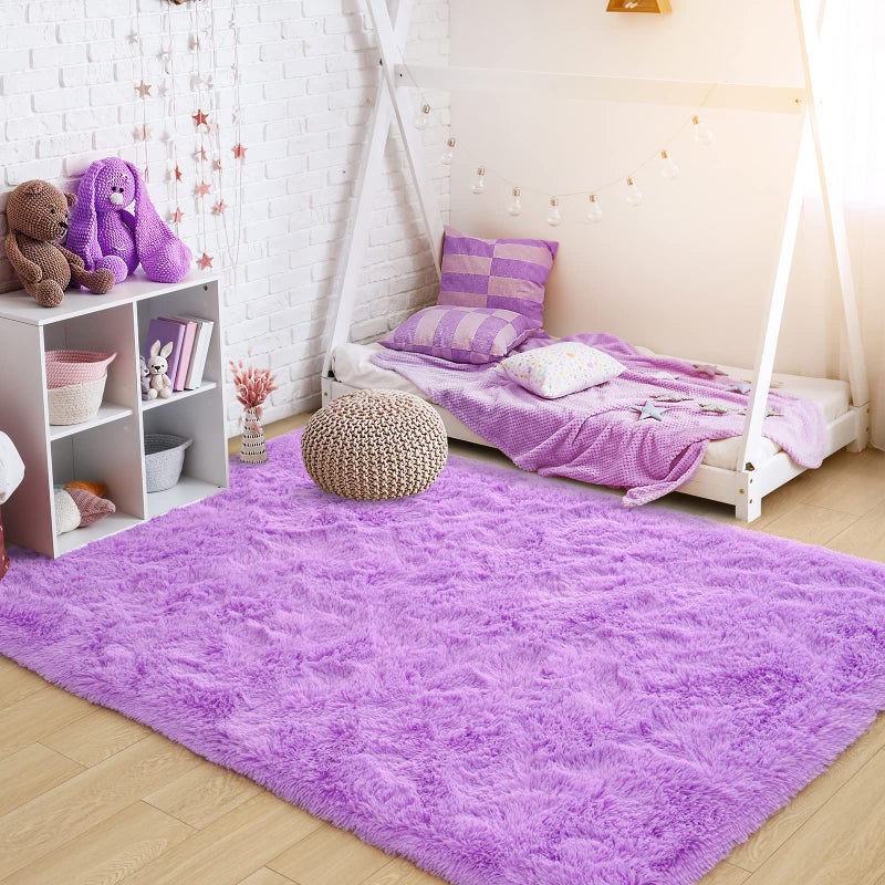 ST. BRIDGE Ultra Soft Fluffy Rugs for Bedroom 4x6 Feet, Shag Area Rugs for Living Room, Large Comfy Furry Rug for Girls Kids Baby Room Decor, Non Slip Nursery Rug Modern Indoor Fuzzy Floor Carpet, Purple - Image 2
